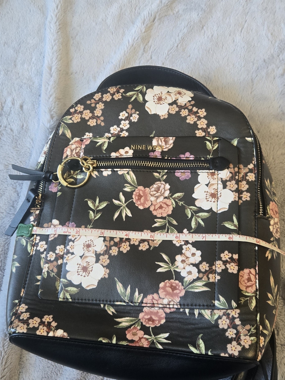 Nine West Black Floral Backpack with Pink & Cream Blooms